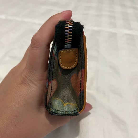 Dooney & Burke Vintage Crayon Style Heart Wallet with Multi Color Zipper - Picture 3 of 15